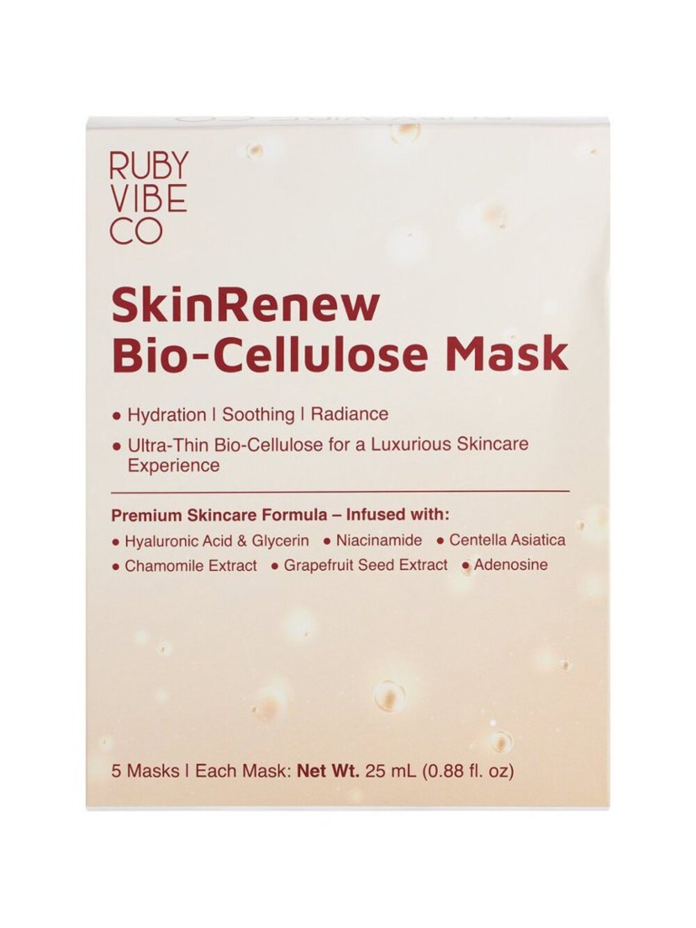 SkinRenew Cellulose Face Mask, Hydrating & Soothing Sheet Mask 5 Masks, 25 mL